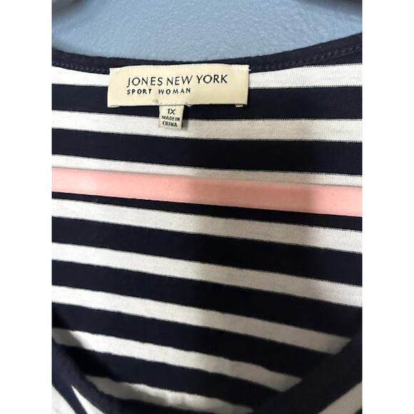 Jones New York T-Shirt Women's Size 1X Striped Basic Staple Capsule Wardrobe - Picture 3 of 7